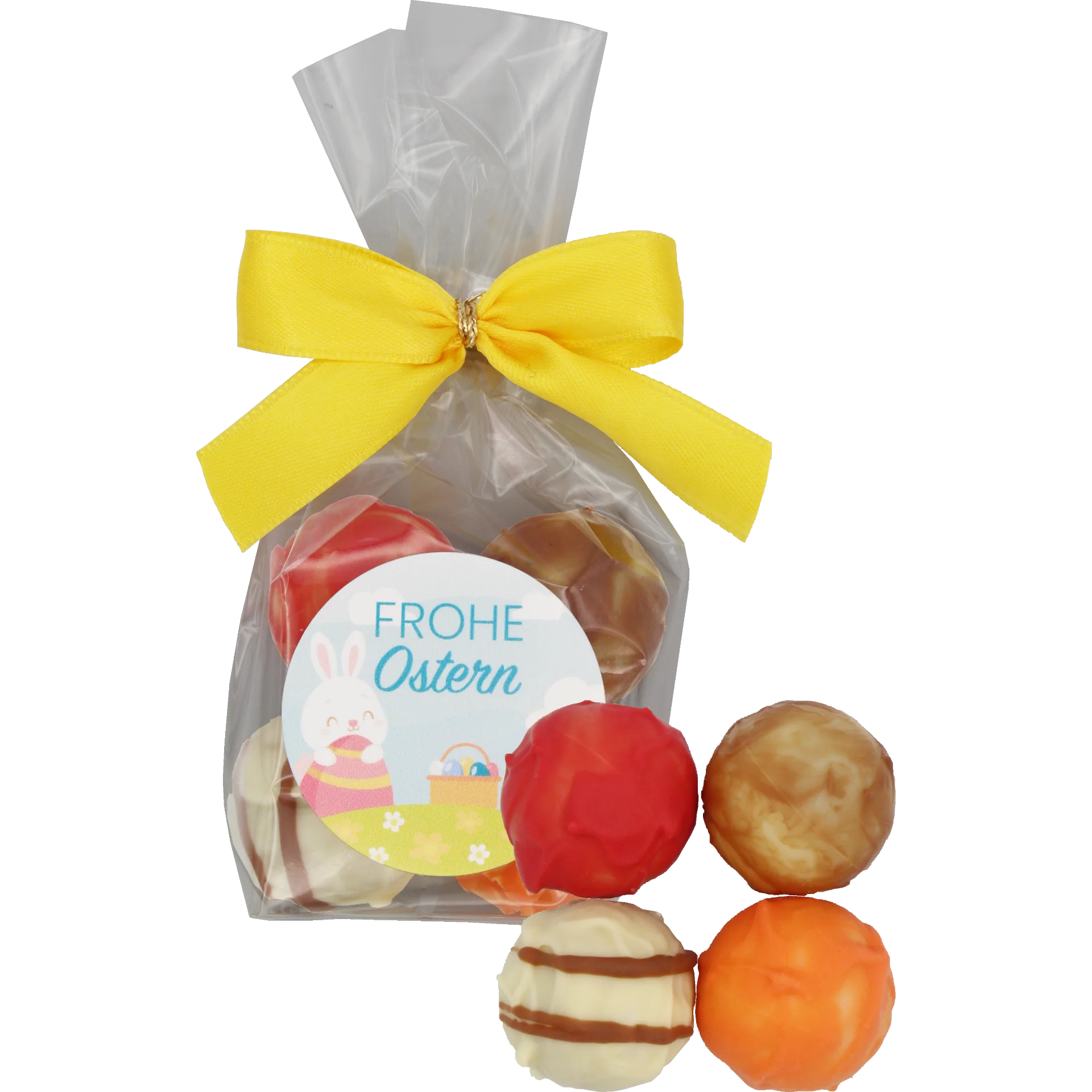Osterpralinen - gelbe Schleife
